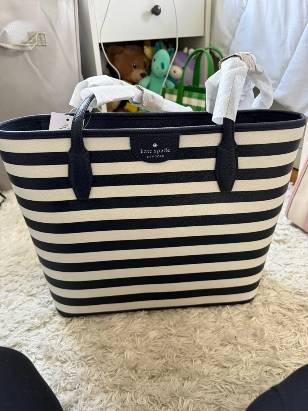 kate spade Navy and Cream Striped Tote - Picture 1 of 4
